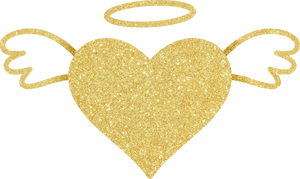 Static Gold Heart with Angel Wings and Halo 